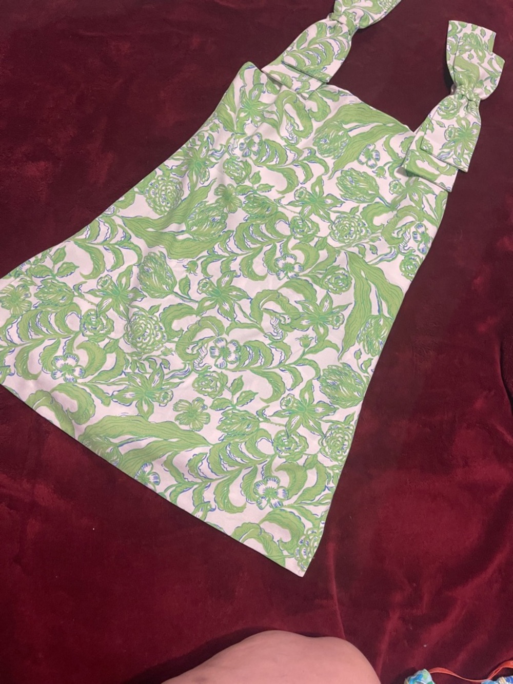 Lilly Pulitzer Green and White Floral Halter Dress